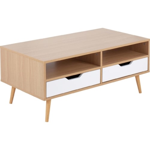 Astro Coffee Table in Natural & White Wood